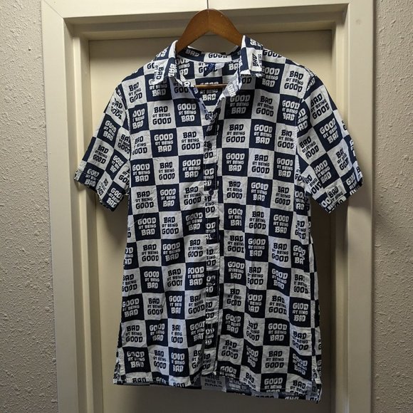 Divided | Shirts | Good To Be Bad Bad To Be Good Navywhite Button Down ...